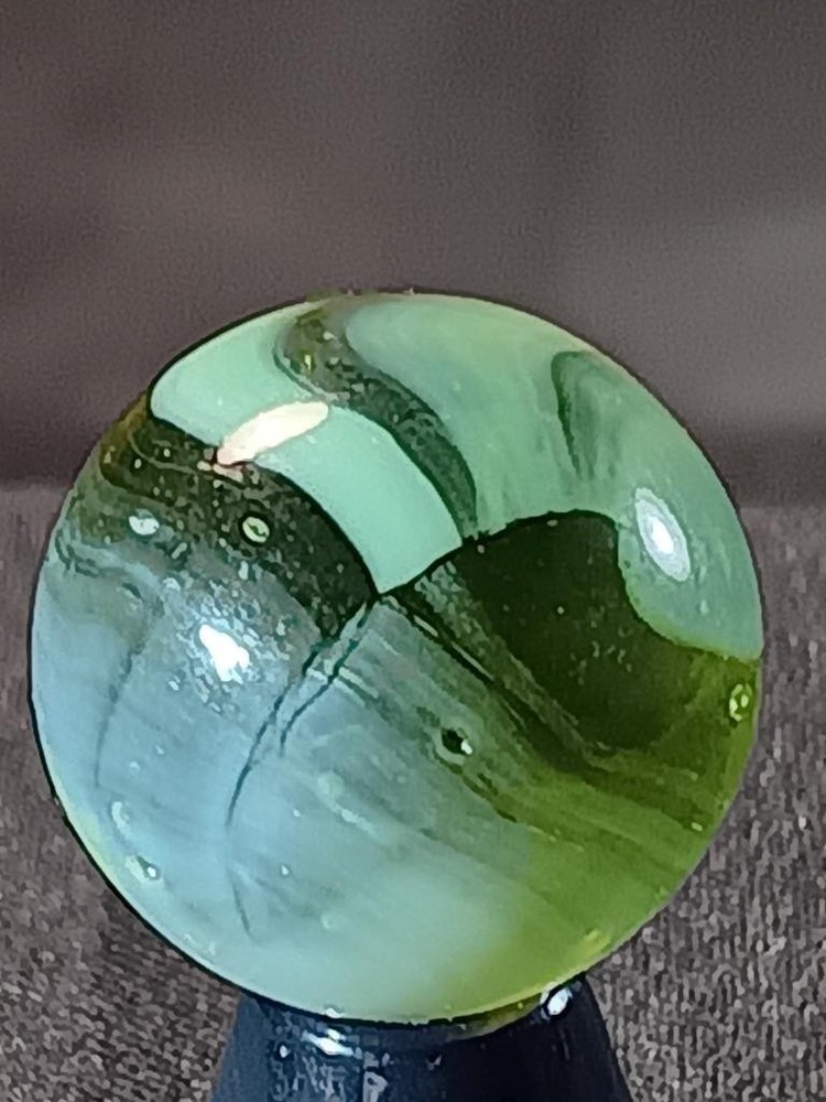 5/8" Master Light Sage Cloud White Brushed Patch on Clear Olive NM Marble A901