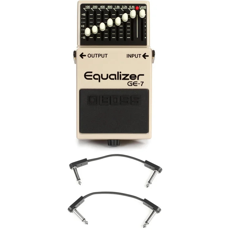 Boss GE-7 7-band EQ Pedal with EBS Patch Cables