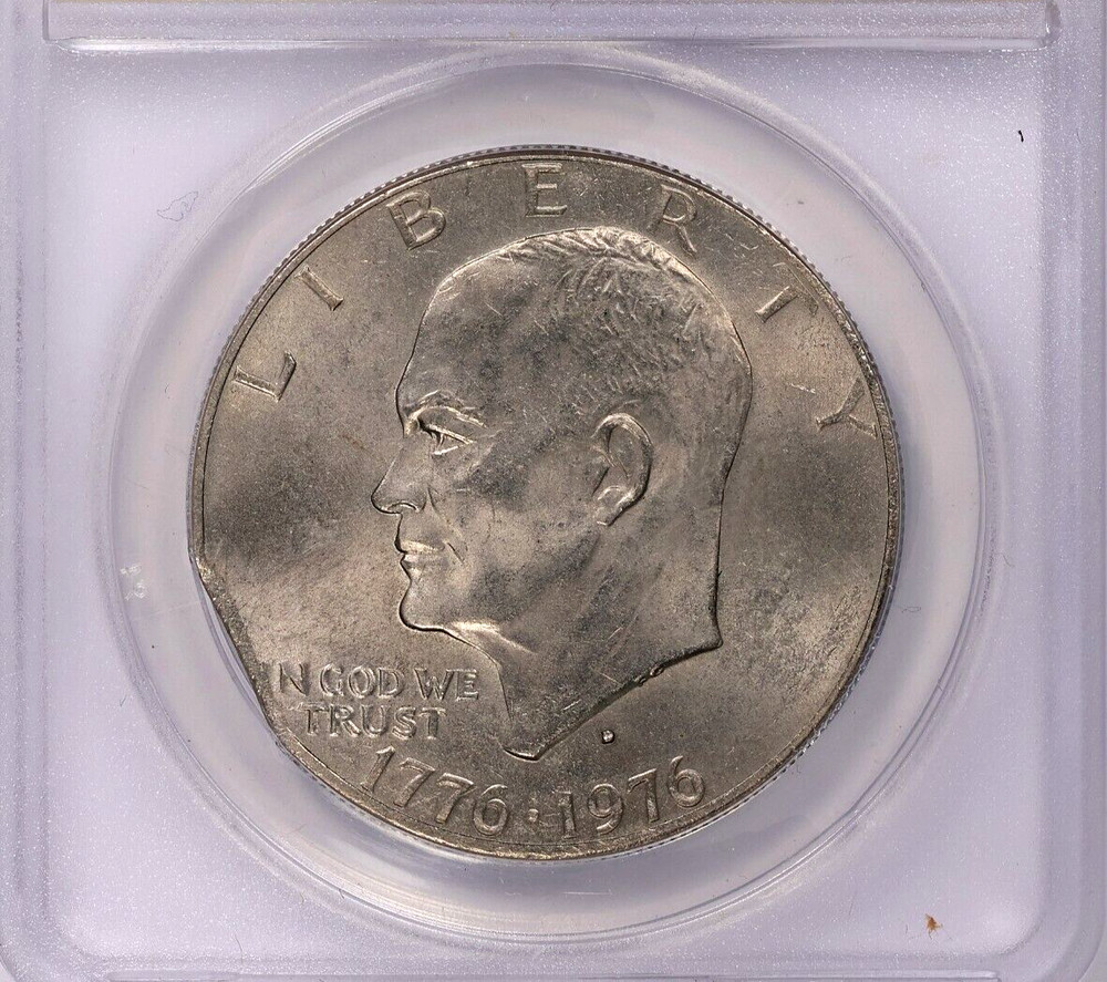 1976-D Eisenhower Ike Dollar ANACS MS-64 Type 2 Curved Clip Mint Error