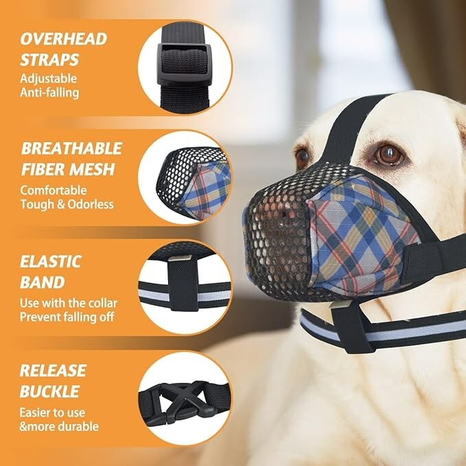 Dog Muzzle, Soft Dog Muzzle for Small Medium Large Size Dogs Mesh Printed Full C