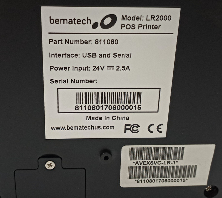 Bematech LR2000 Desktop Thermal Receipt Printer with USB Cable +WC698