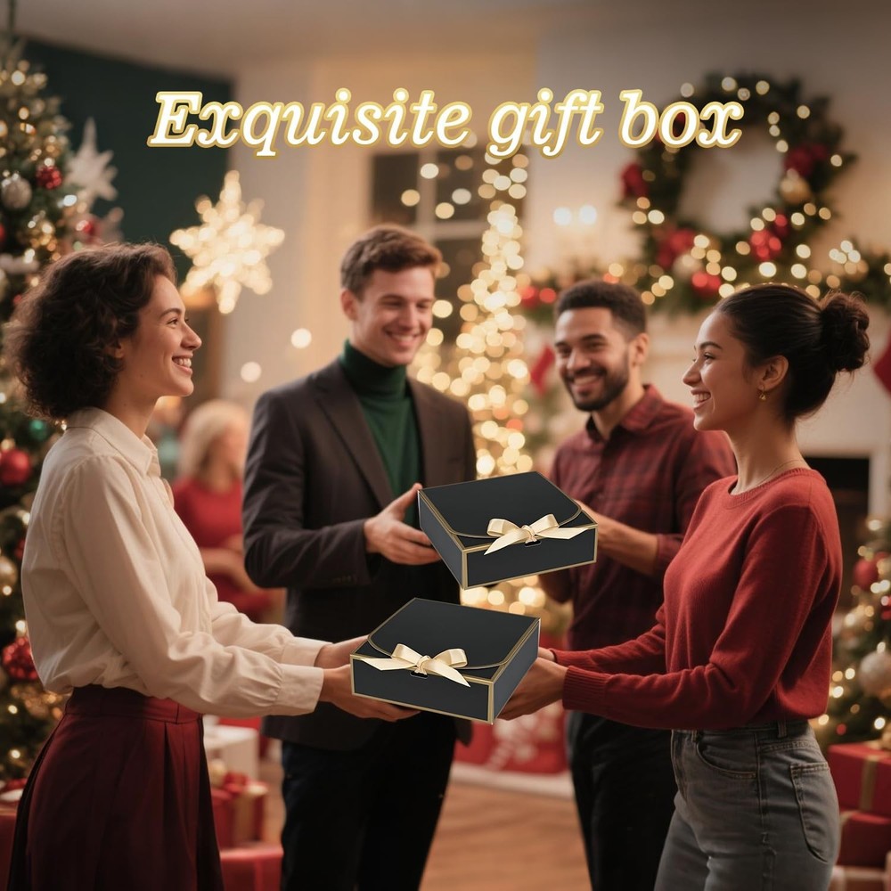 10Pack Small Gift Boxes, 6.5''x6.5''x2'' Black 6.5" x x 2",