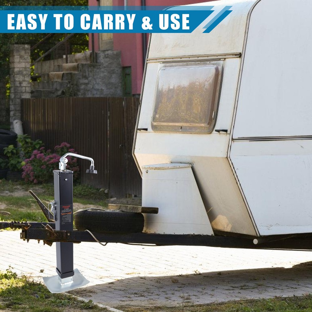 13" Adjustable Drop Leg 15" Lift 8000lbs Swivel Trailer Jack Tongue Pipe-mount