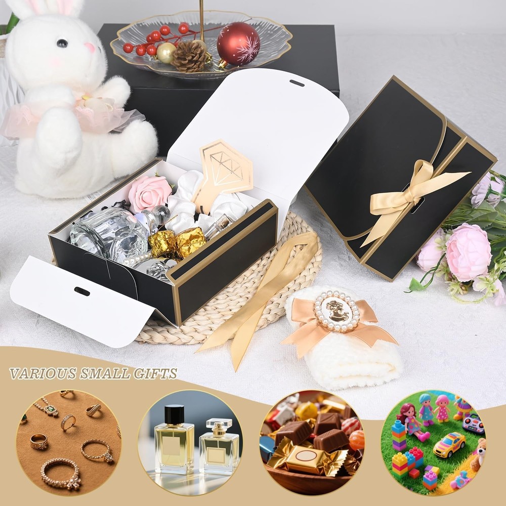 10Pack Small Gift Boxes, 6.5''x6.5''x2'' Black 6.5" x x 2",