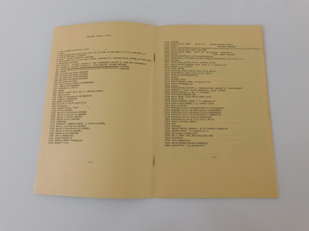 Vtg 1978 Personal Ledger for Commodore PET Computer Manual Channel Data Systems