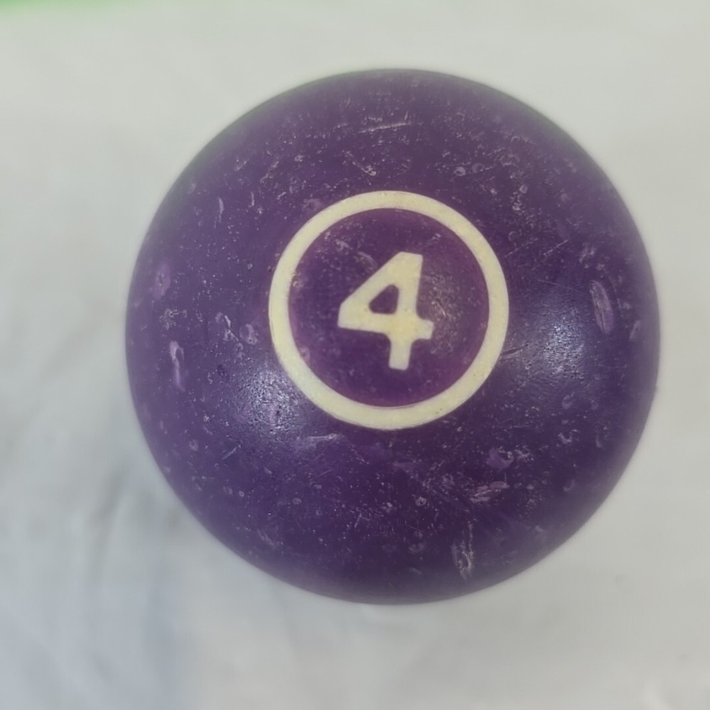 Vintage Solid Marbled Purple Pool Ball #4 - White Number Billiard Replacement