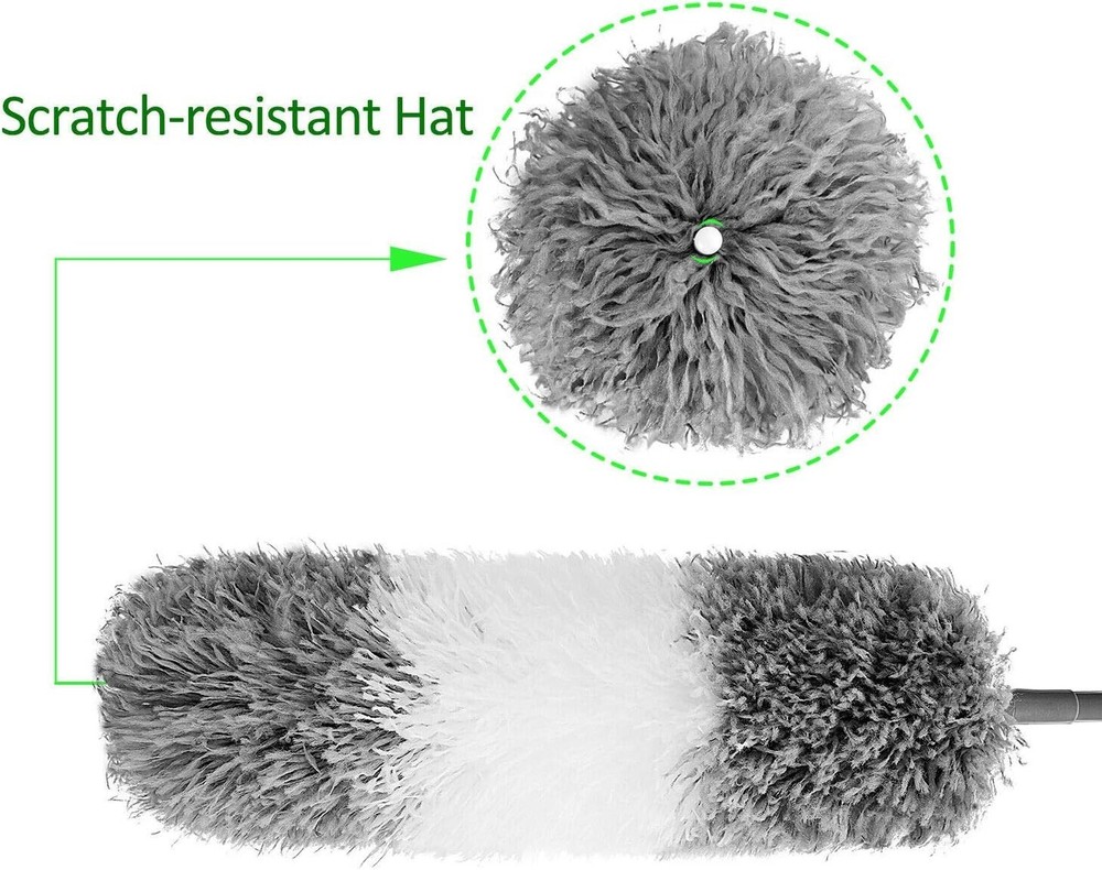Microfiber Feather Duster Extendable Pole Bendable Head 100in Cleaning