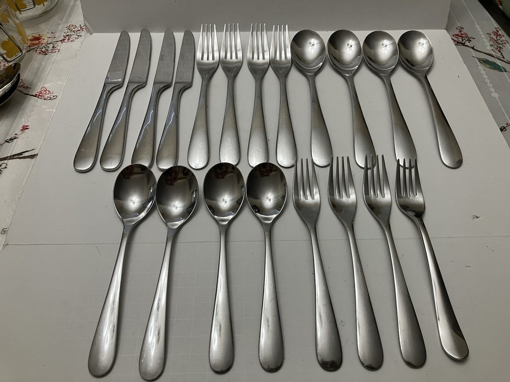 IKEA Stainless Cambridge Flatware Set 20 Pcs Knife Spoon Forks Tea + Extra 12
