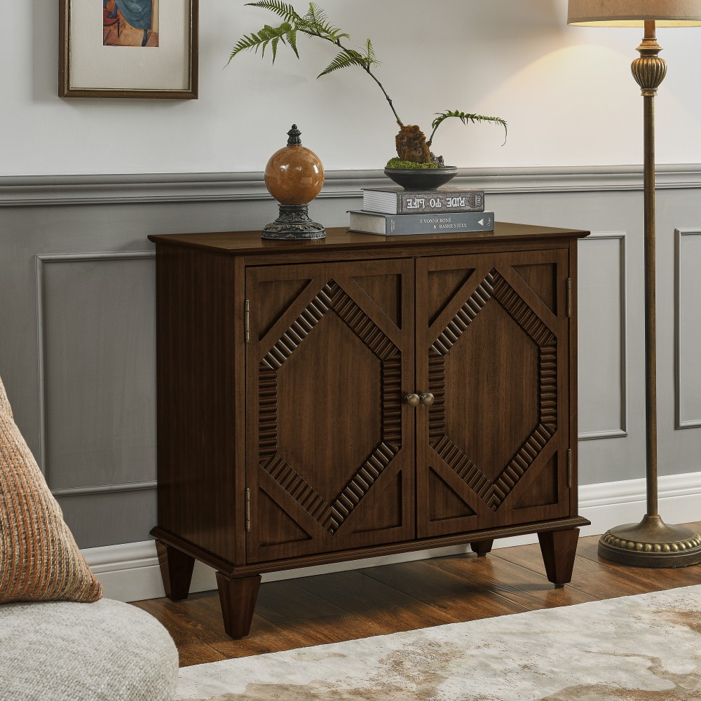 Vintage Wooden Sideboard with Storage Functionality Crafted from Walnut Wood