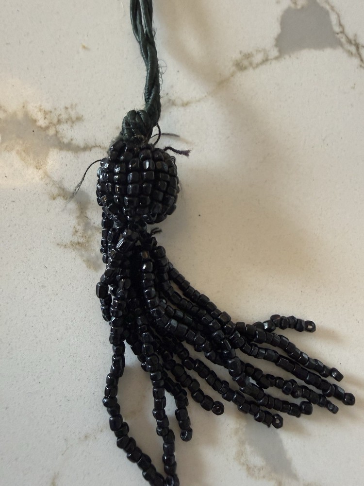 Antique Beaded Crochet Drawstring Purse~