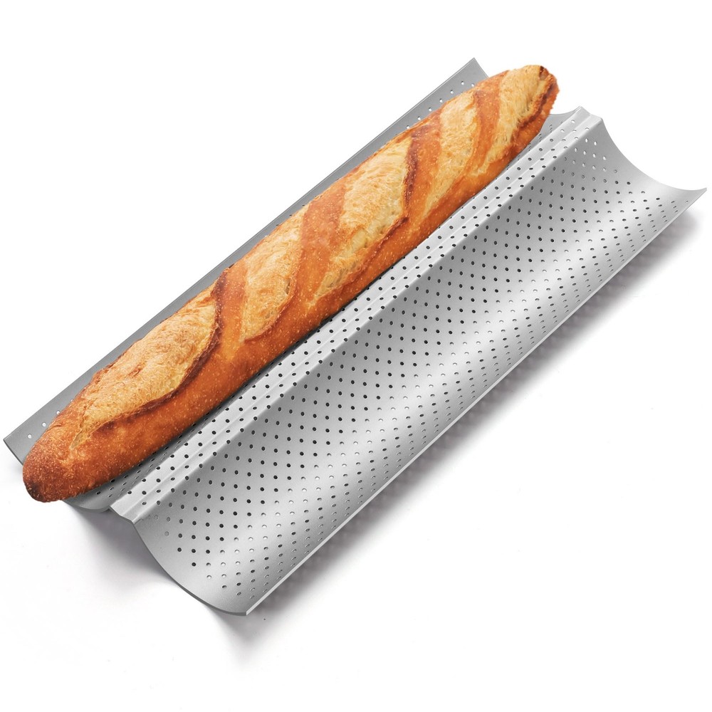 2 Loaves Non Stick Baguette Bread Pan Perforated French Bread Baking Pan