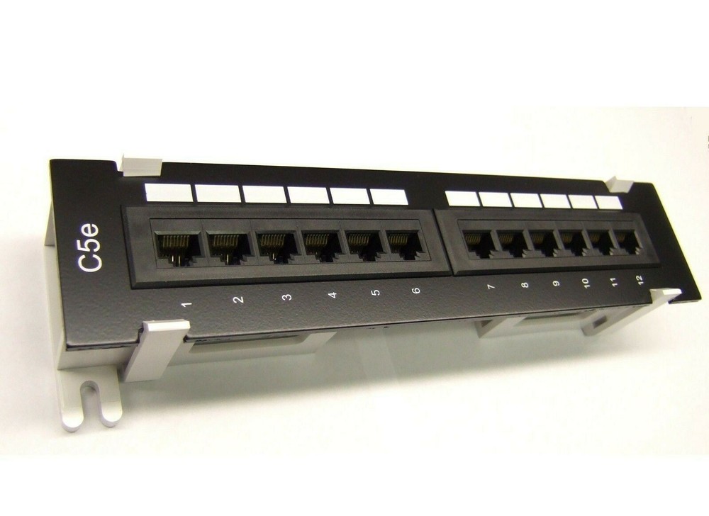 NEW CAT5e 12 Port Patch Panel RJ45 110 Network Mini Surface Wall Mount Bracket