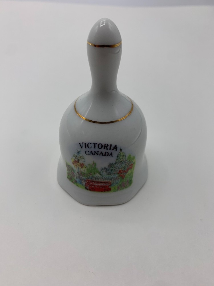 Victoria Canada White Ceramic Bell 3" Tall