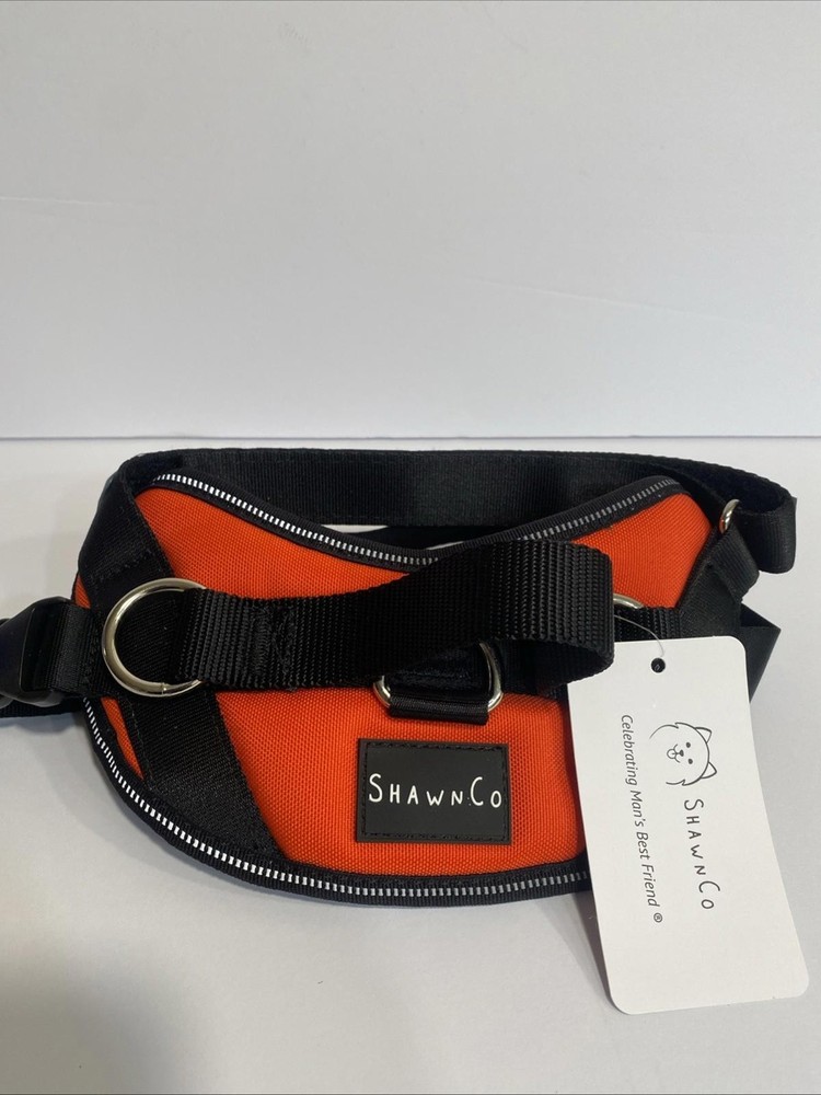 Shawn Co Red Black Dog Harness No-Pull w/ 3 Leash Clips Size Small