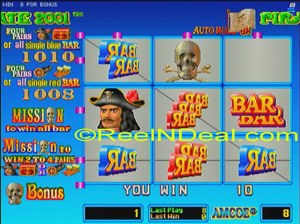 Amcoe Pirate 2001 Cherry Master 8-Liner Slot Machine Optional Skill Spin & Hold