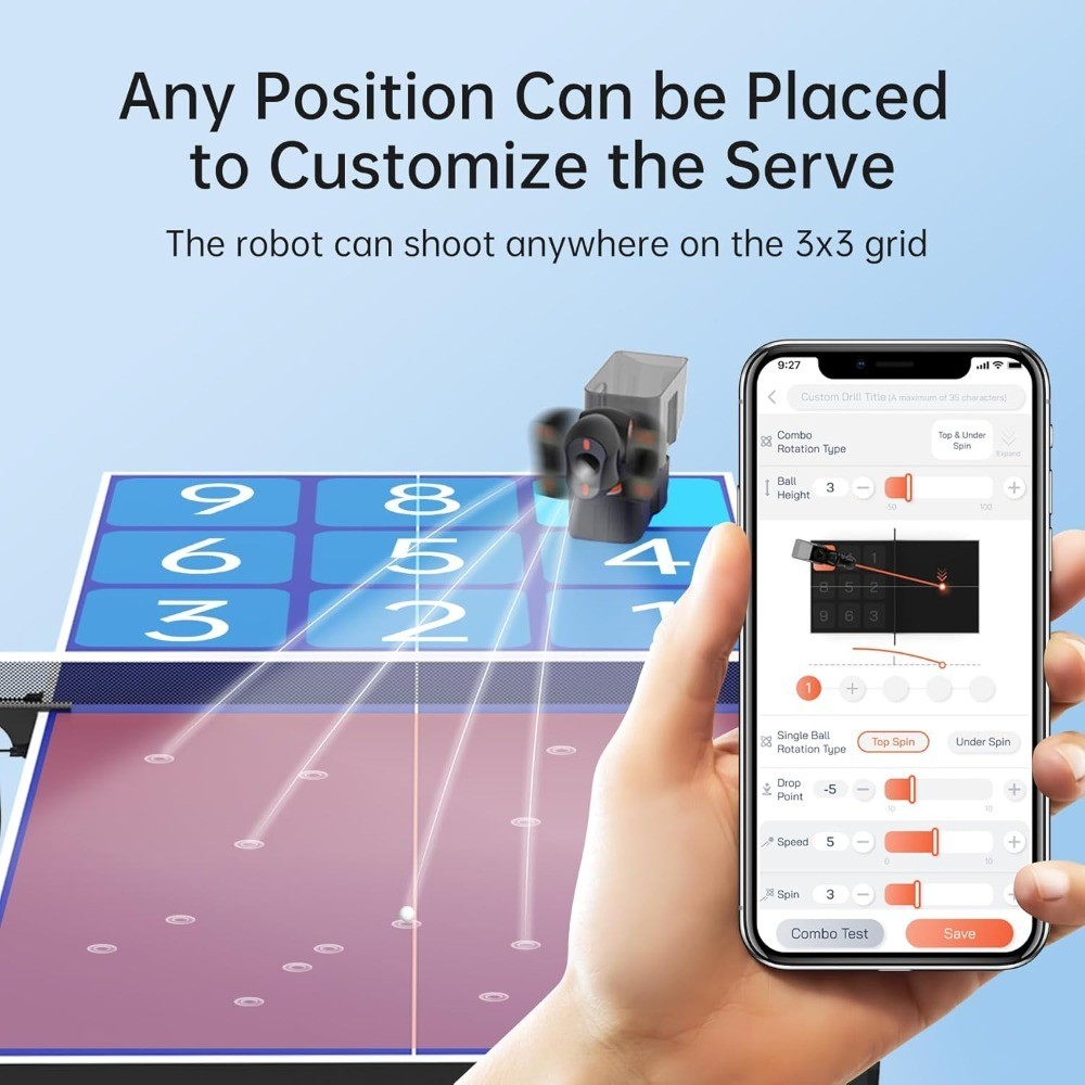 Automatic Ping Pong Robot with APP Control 264 Training Modes Adjustable Spin