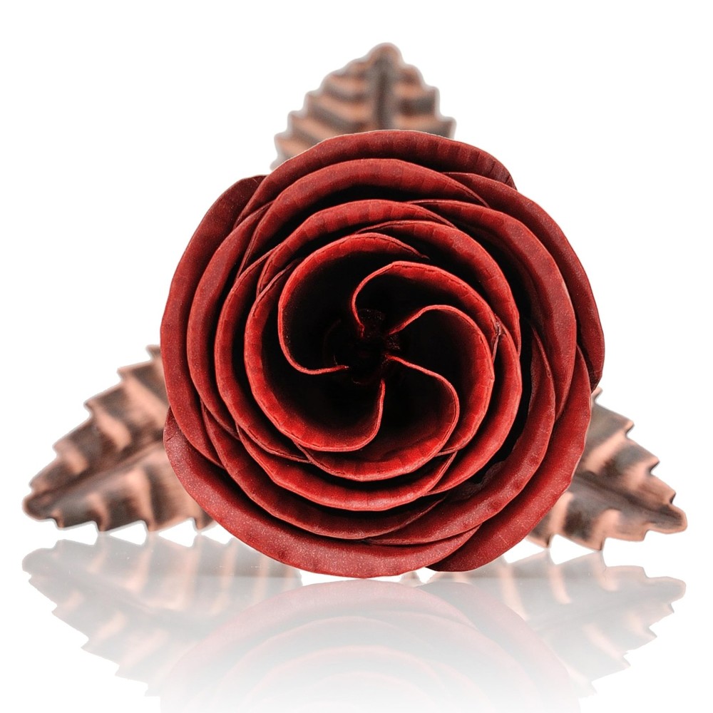 Solid Copper Rose with White & Black Base – 7th or 22nd Wedding Anniversar