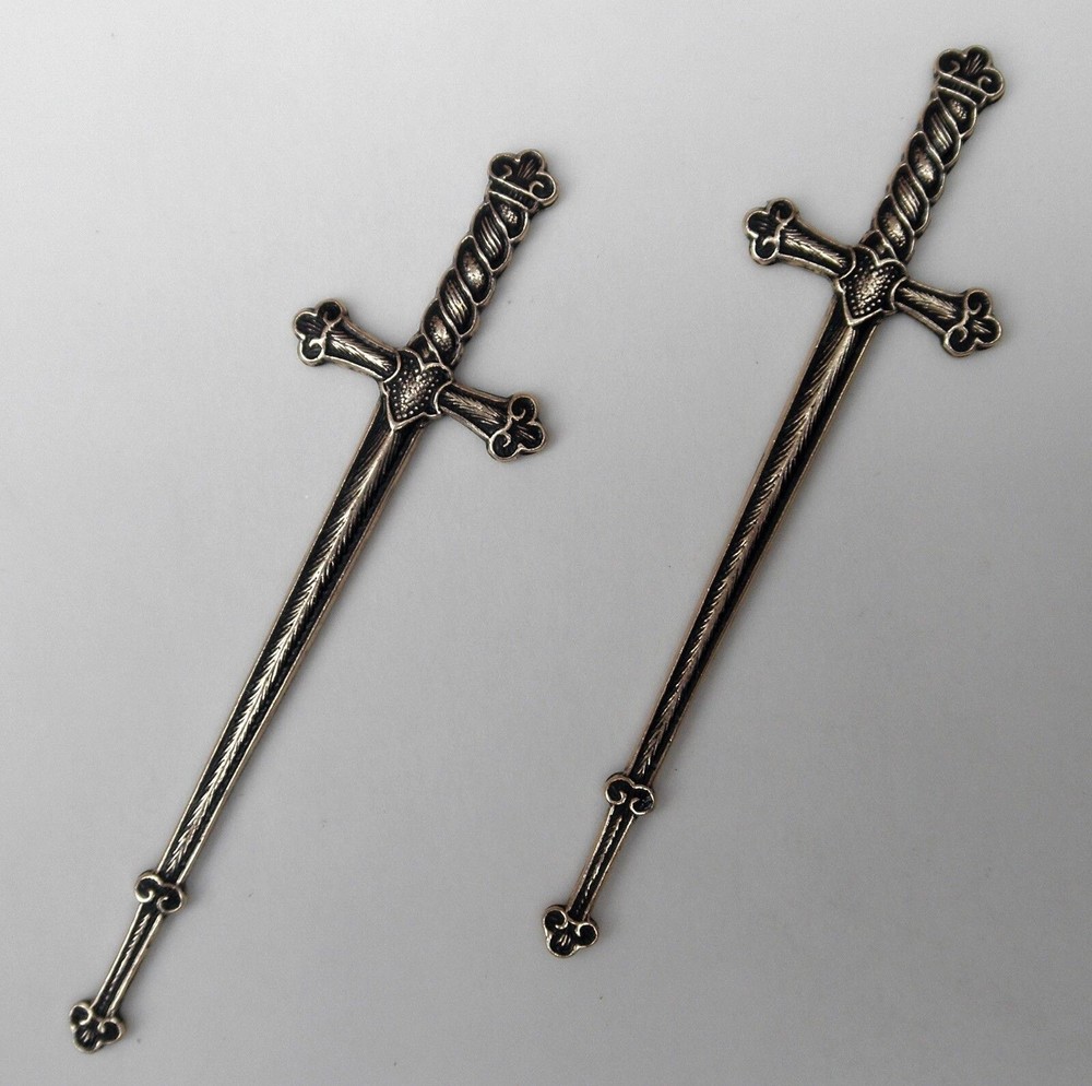 #3511 ANTIQUED GOLD CELTIC/CRUSADER SWORD - 2 Pc Lot