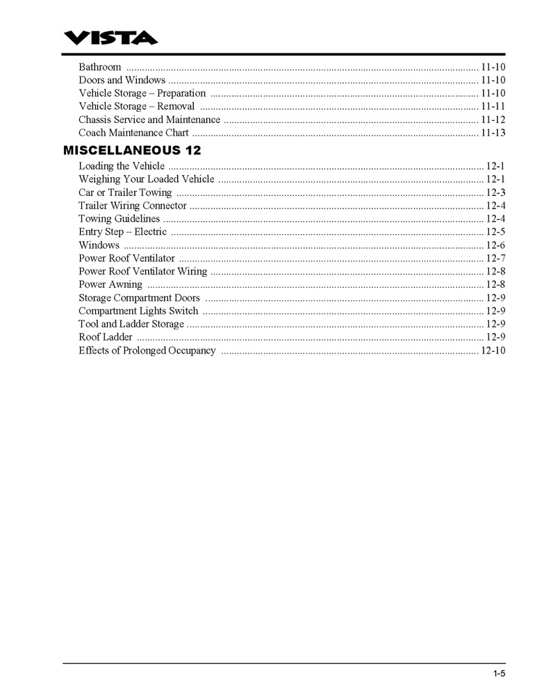2011 Winnebago Vista Home Owners Operation Manual User Guide