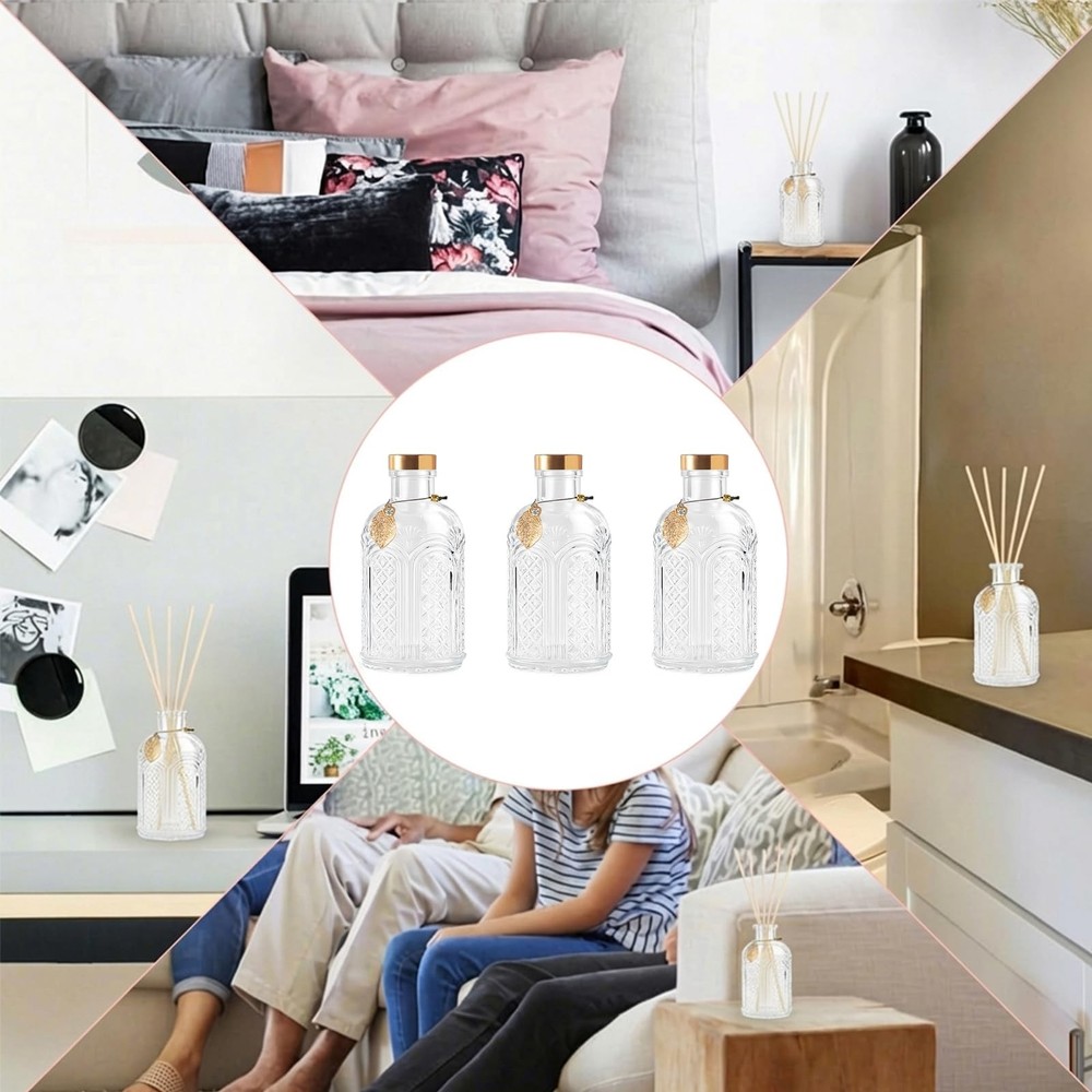 Glass Reed Diffusers Bottles for Home, Diffuser Bottles with 20PCS Reed Diffu...