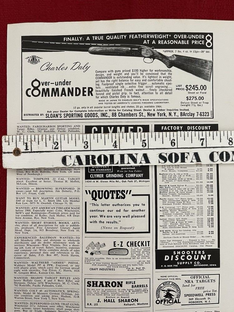Vintage 1963 Print Ad Charles Daly Commander Over & Under Advertisement