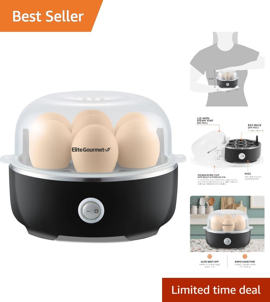 Compact Automatic Egg Cooker: 7-Egg Capacity, Auto Shut-Off, and Measuring Cup