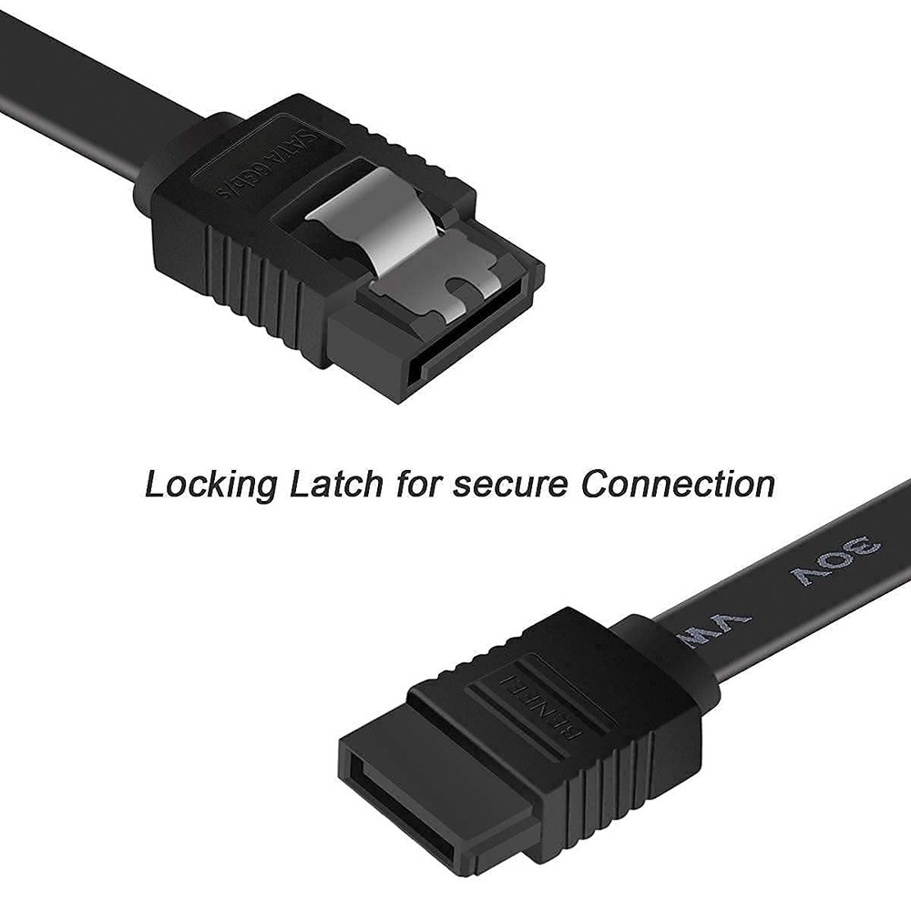 3-Pack 18-Inch SATA III Cable - 6 Gbps Data Transfer with Secure Locking Latch