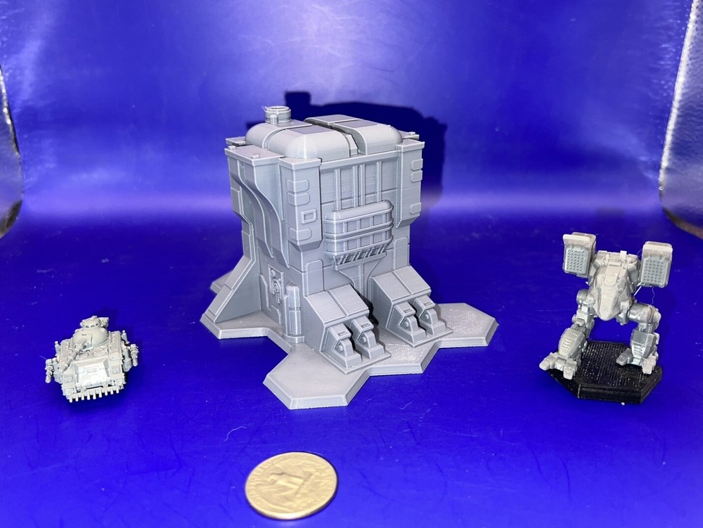Sci-fi Colonial Dock Headquarters w/ Hex Base, War Game Terrain (6mm scale)