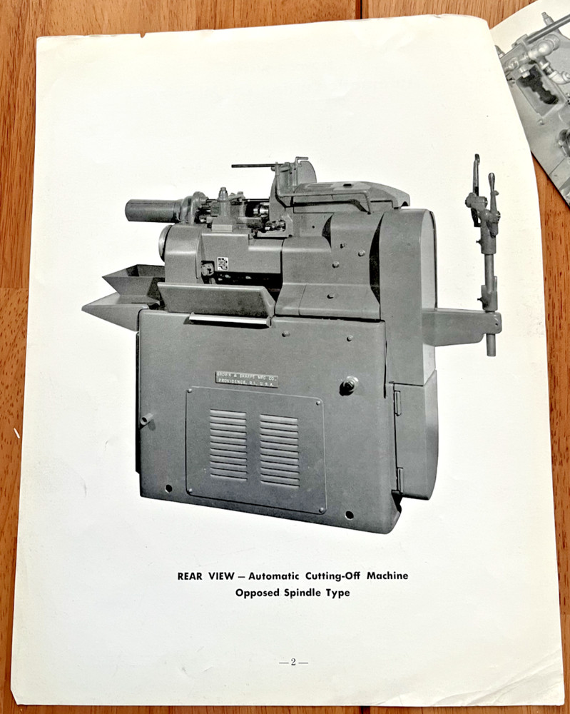 Brown & Sharpe Automatic Cutting Off Machine Opposed Spindle brochure/specs