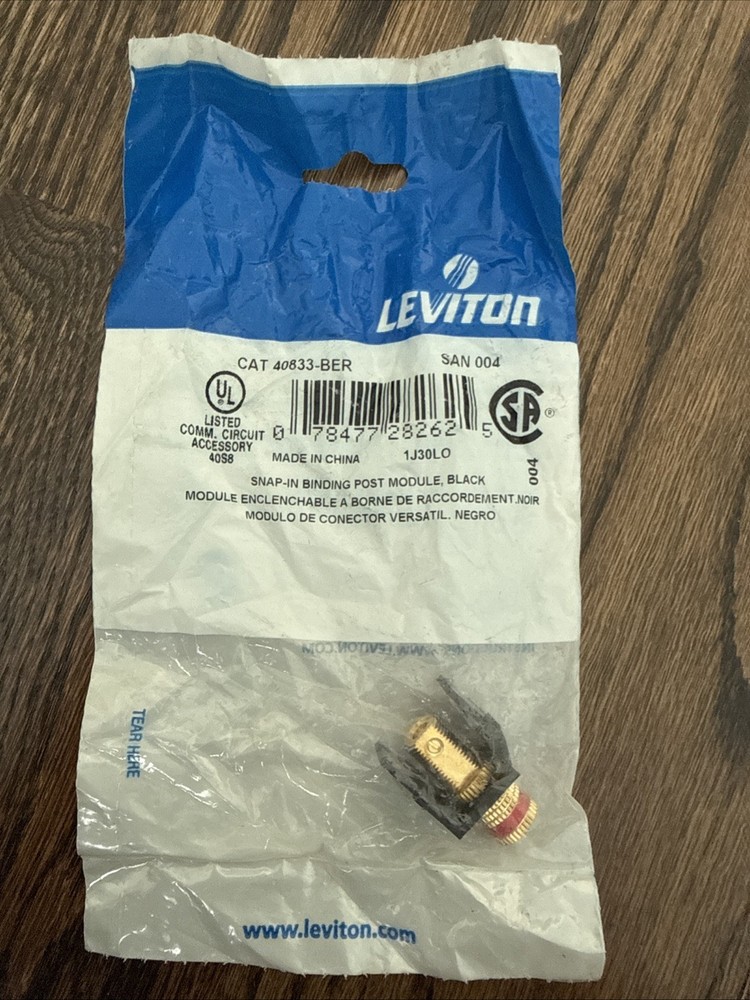 Leviton 40833-BER Snap-In Binding Post Module, Black