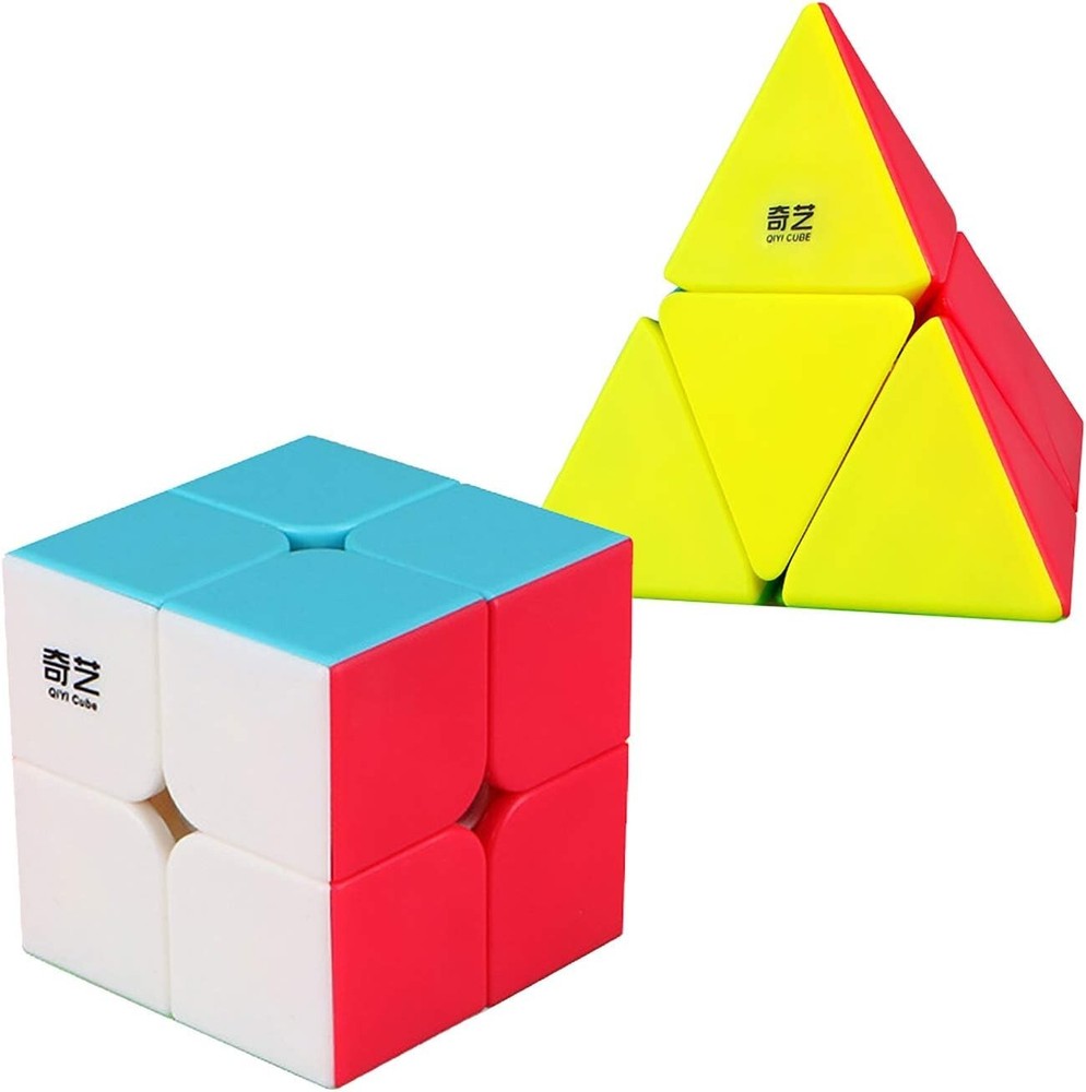4 Pack Speed Cube Set, Speed Cube 2x2 3x3 4x4 Pyramid Magic Cubes Brain Teaser