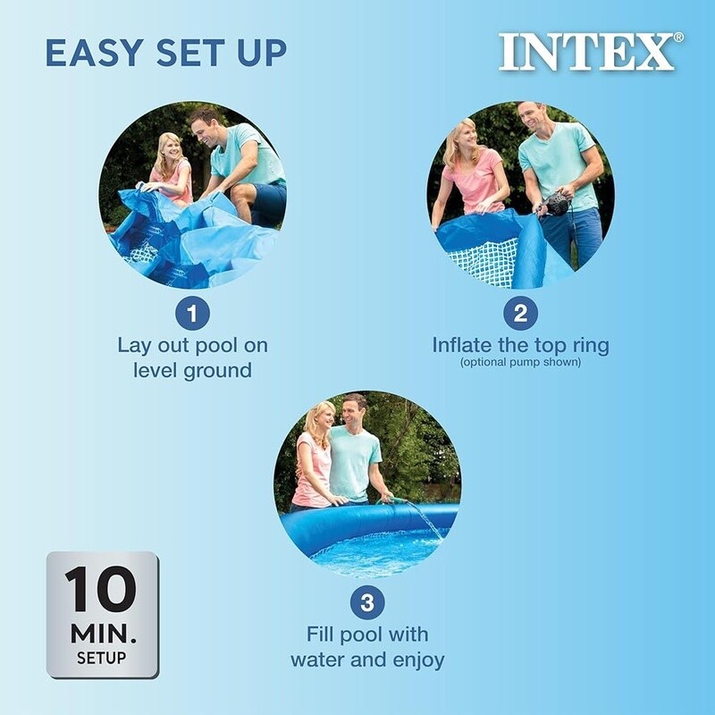 Easy Set Inflatable Pool Quick Setup Puncture Resistant Summer Fun 513 Gallon US