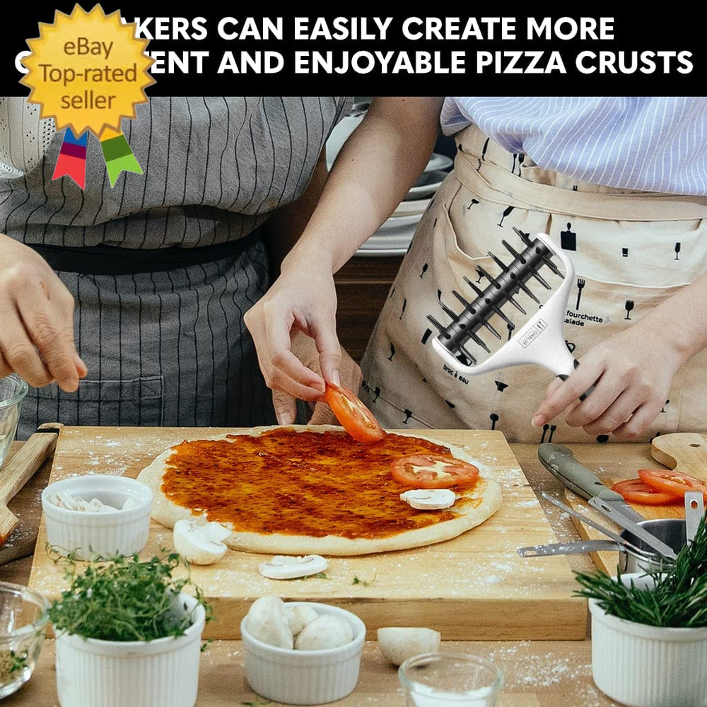 Pizza Dough Docker Pastry Roller with Spikes, Pizza Docking Tool for Home & Comm