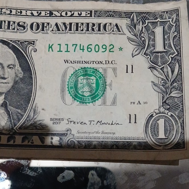 $1 Federal Reserve Note Error K11746092 Washington D.C. Missing Portion