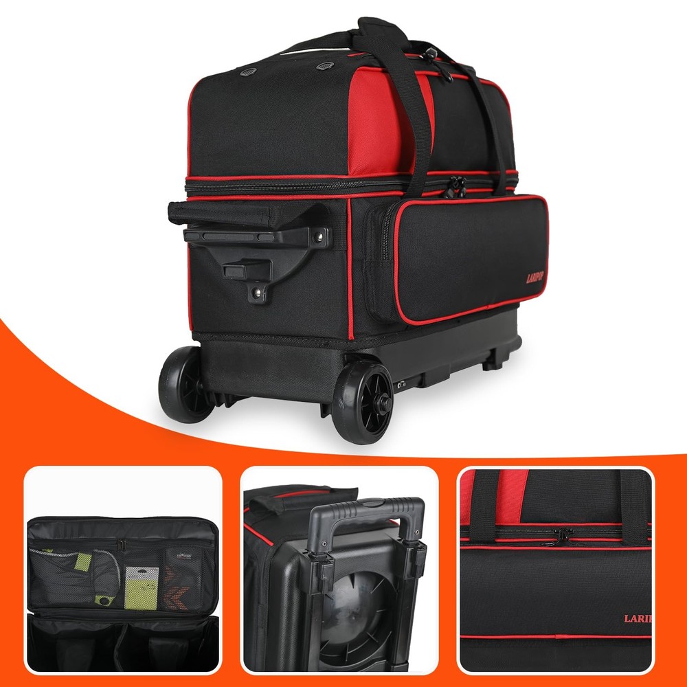 Dual Roller 2-Ball Bowling Bag, Featuring a Separate Large Shoe Compartment C...