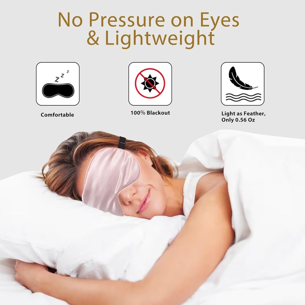 4 Pack Silk Sleep Mask - 100% Blackout, Zero Eye Pressure, Blindfold with Adjust