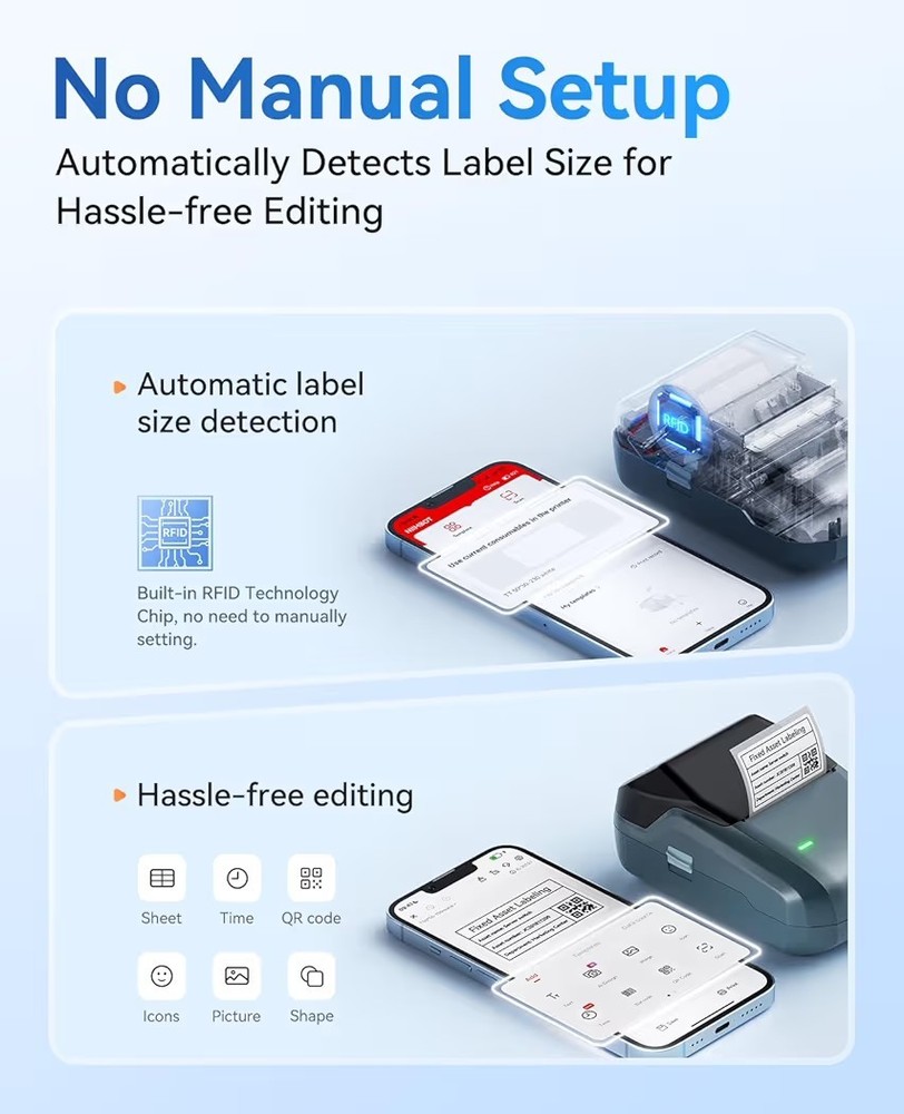 Label Maker Machine, Thermal Label Printer Easy to Use for Office, Home,...
