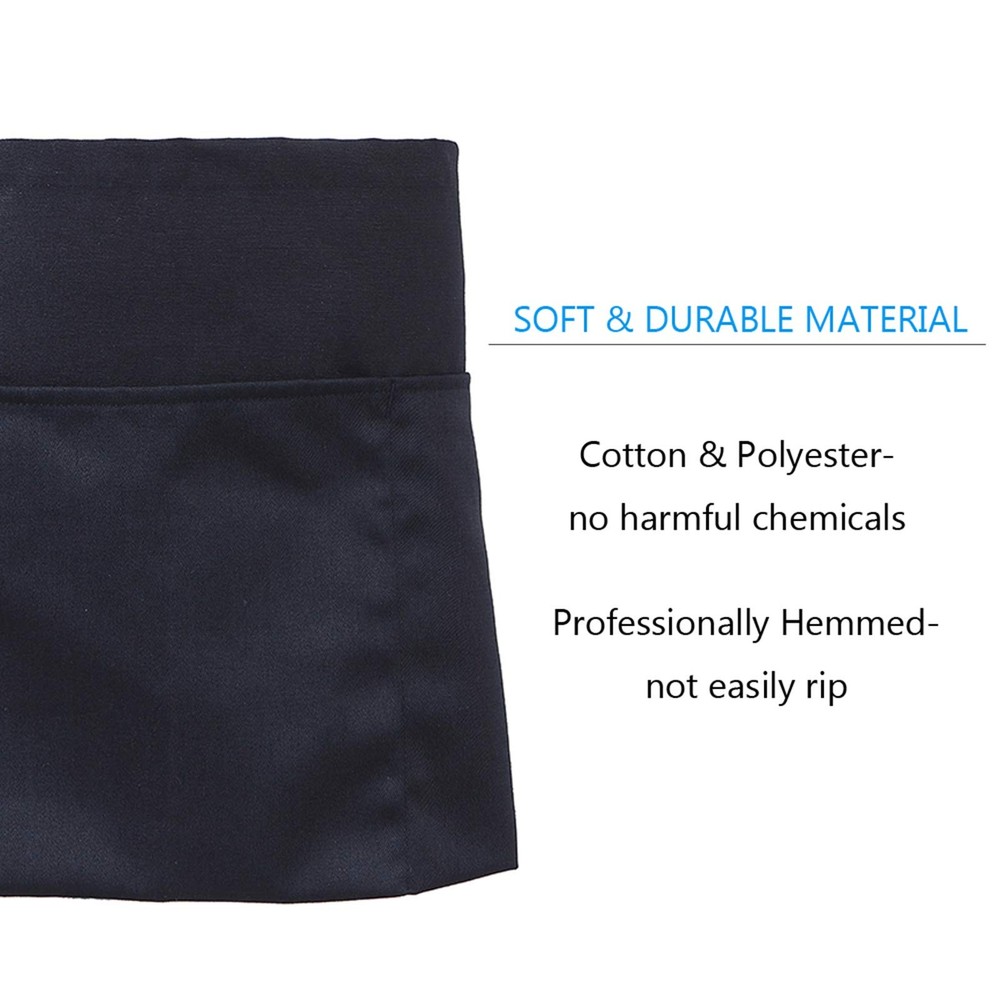 Black Waist Server Apron w/ 3 Divided Pockets, Adjustable Waiter Waitress Apron