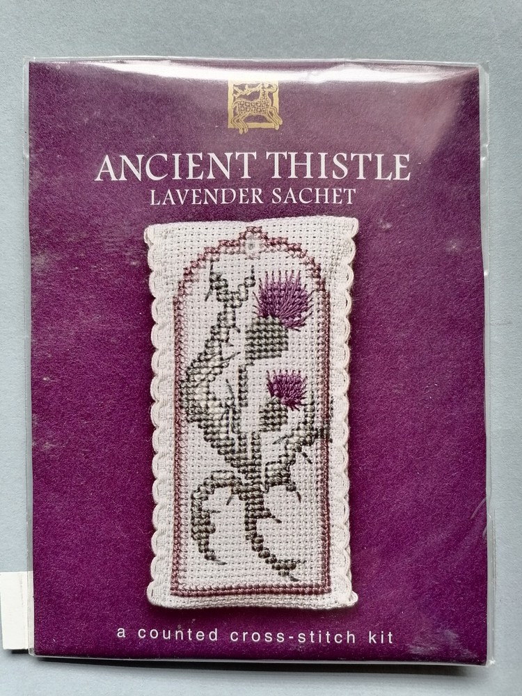 Ancient Thistle Lavender Sachet Counted Cross Stitch Kit - Textile Heritage