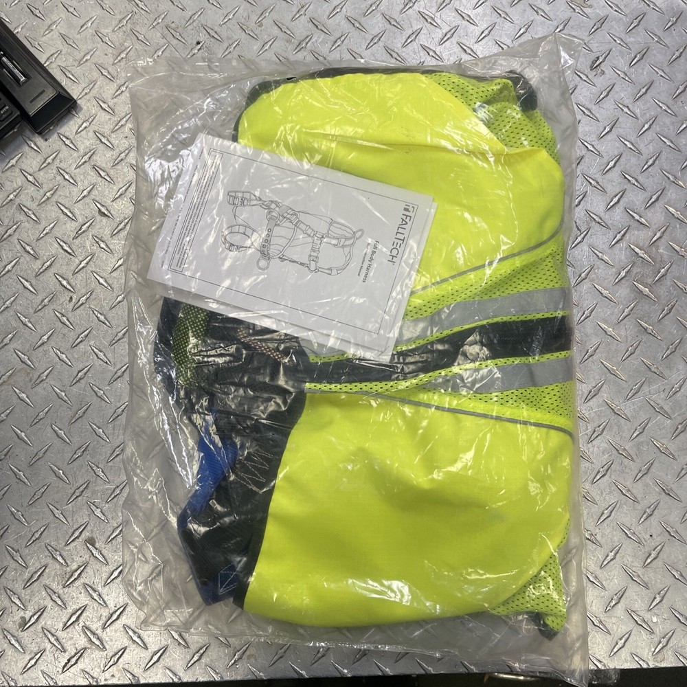 Falltech 7015Sml Full Body Harness, Vest Style, S/M, Polyester, Lime