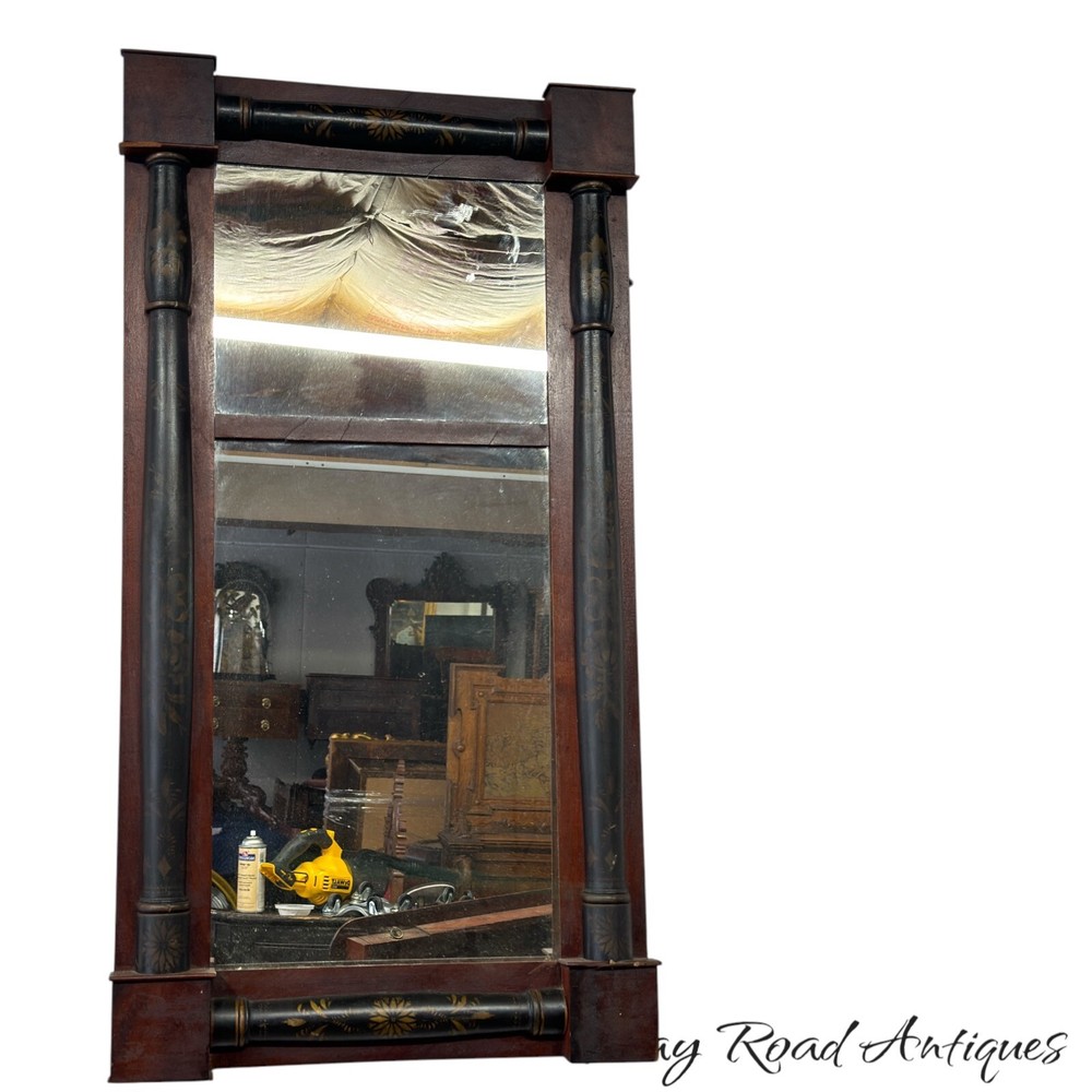 antique classical empire hall mirror stencil columns parcel gilt 1830