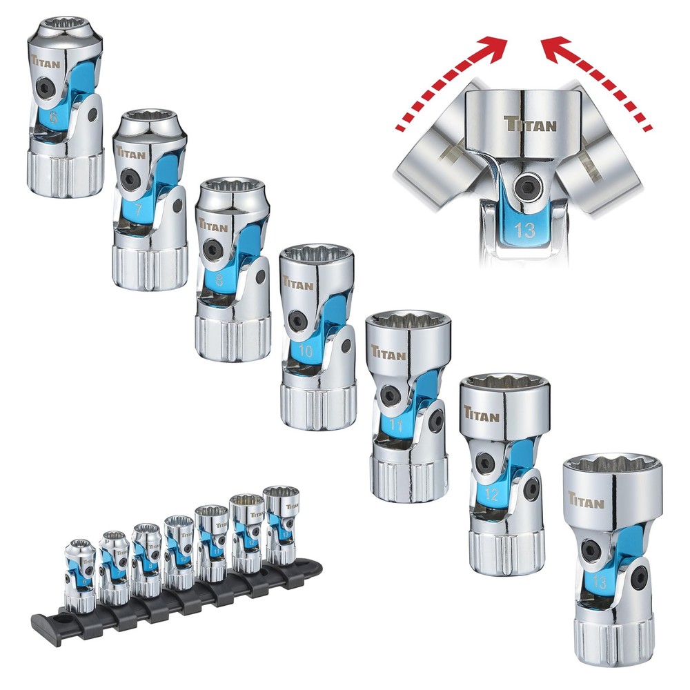 66840 7-Piece 1/4-Inch Drive Metric Auto Flex Universal Socket Set, 12-Point,...