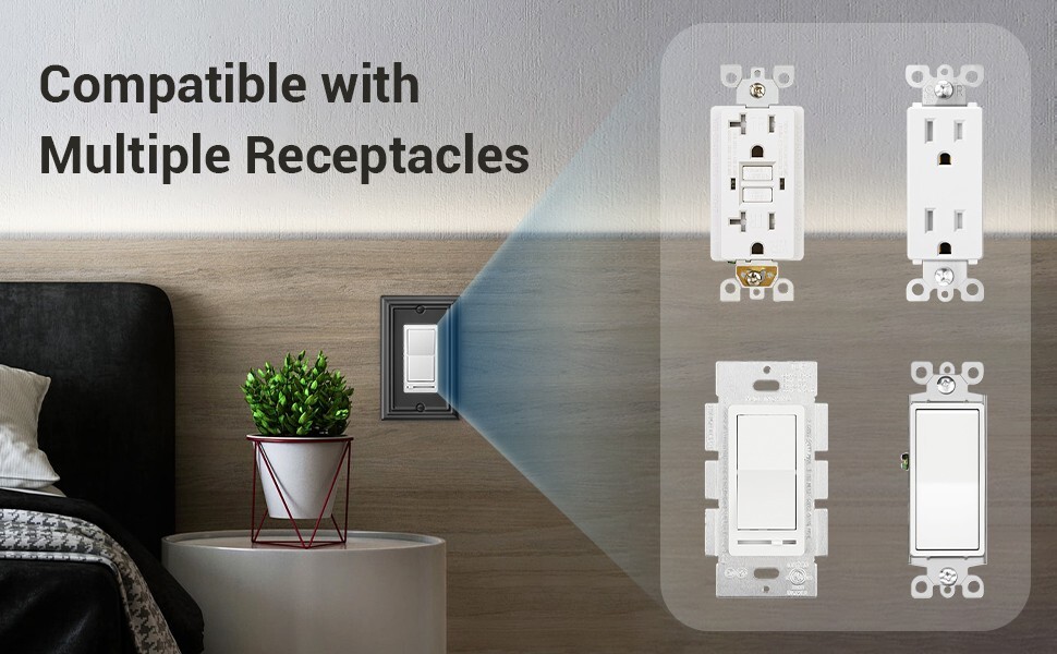 DEWENWILS 4-Pack Wall Plates for Electrical Outlets, GFCI, Dimmer Switch, Black