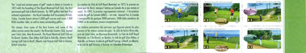 CANADA -1995- CELEBRATING GOLF BOOKLET - VF**