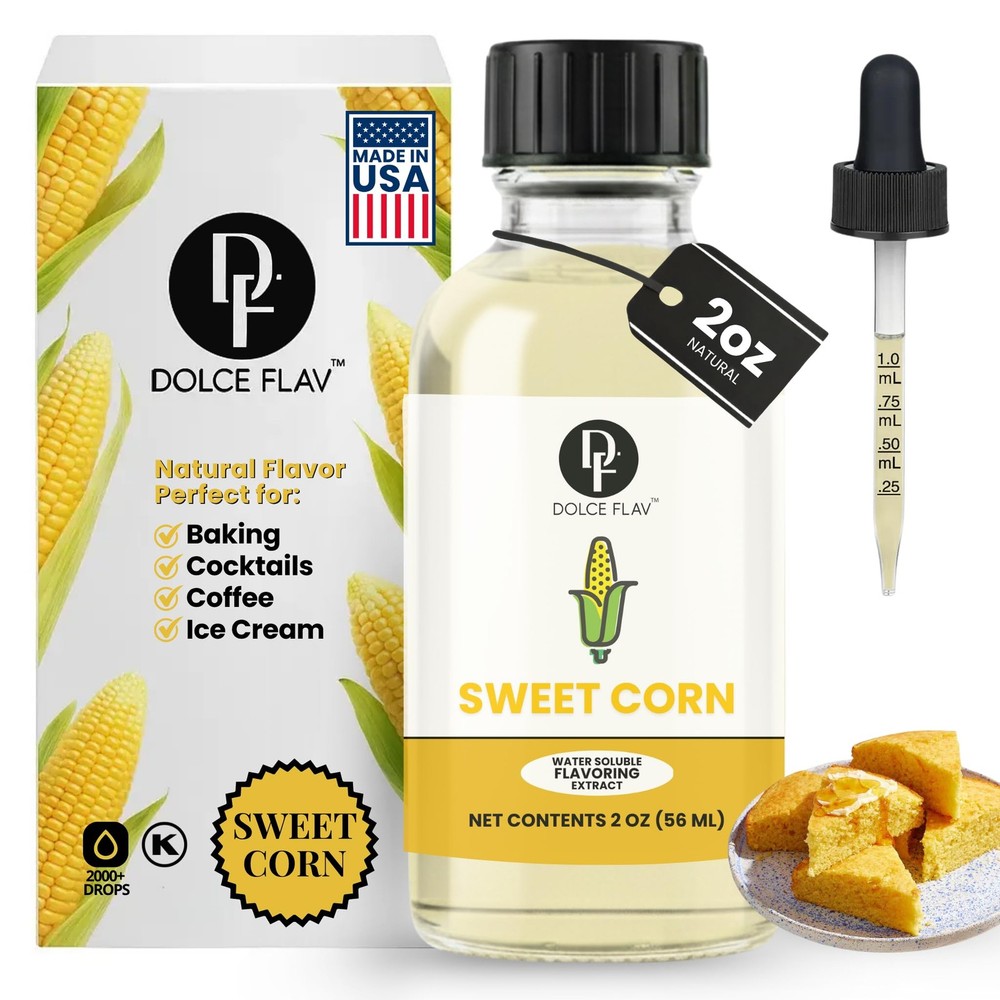 Dolce Flav Natural Sweet Corn Extract – 2 Ounce Water-Soluble Kosher, 2 Oz.