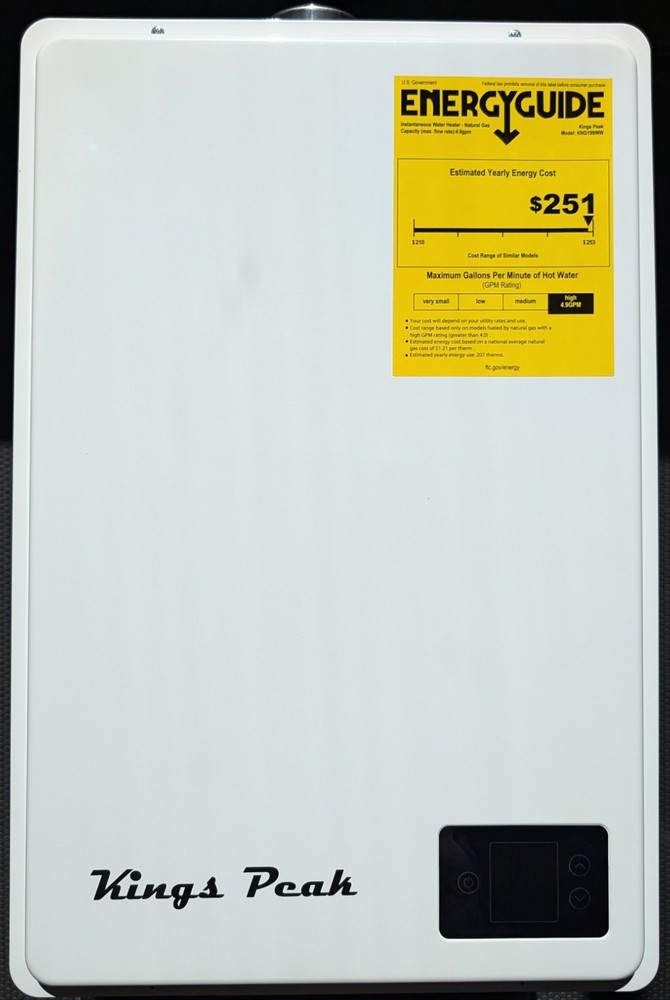 Kings Peak Indoor Tankless 199,000 BTU Natural Gas Water Heater KNG199INW 9.0GPM