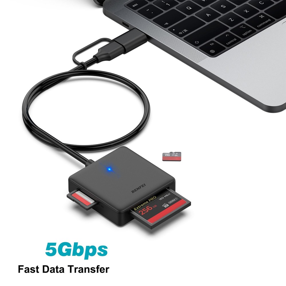 Memory Card Reader, BENFEI 4in1 USB 3.0 and USB-C to SD Micro MS CF