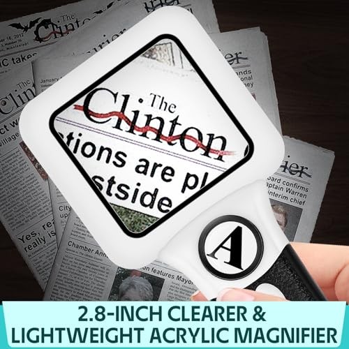 Compact Magnifying Glass with Lights,45X0X 1 1 Pack Black Handle&white Frame