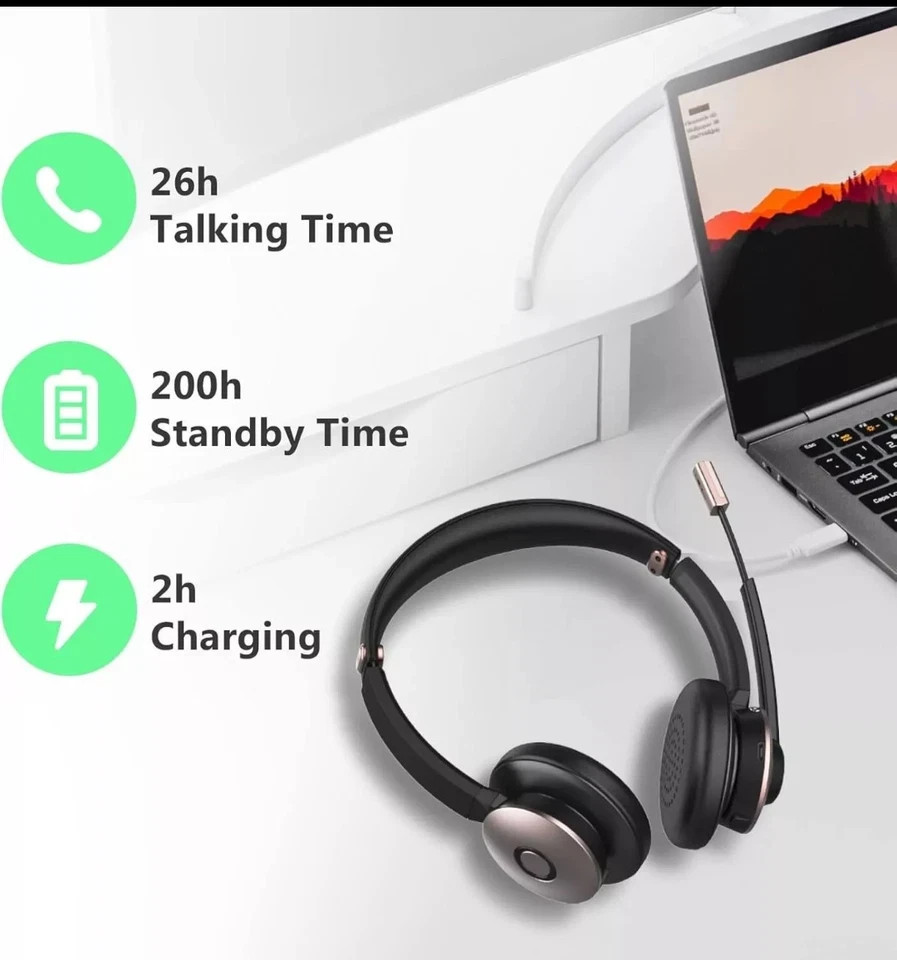 Wireless Bluetooth Headset On Ear Headphone w/ Noise Cancelling Microphone BT782