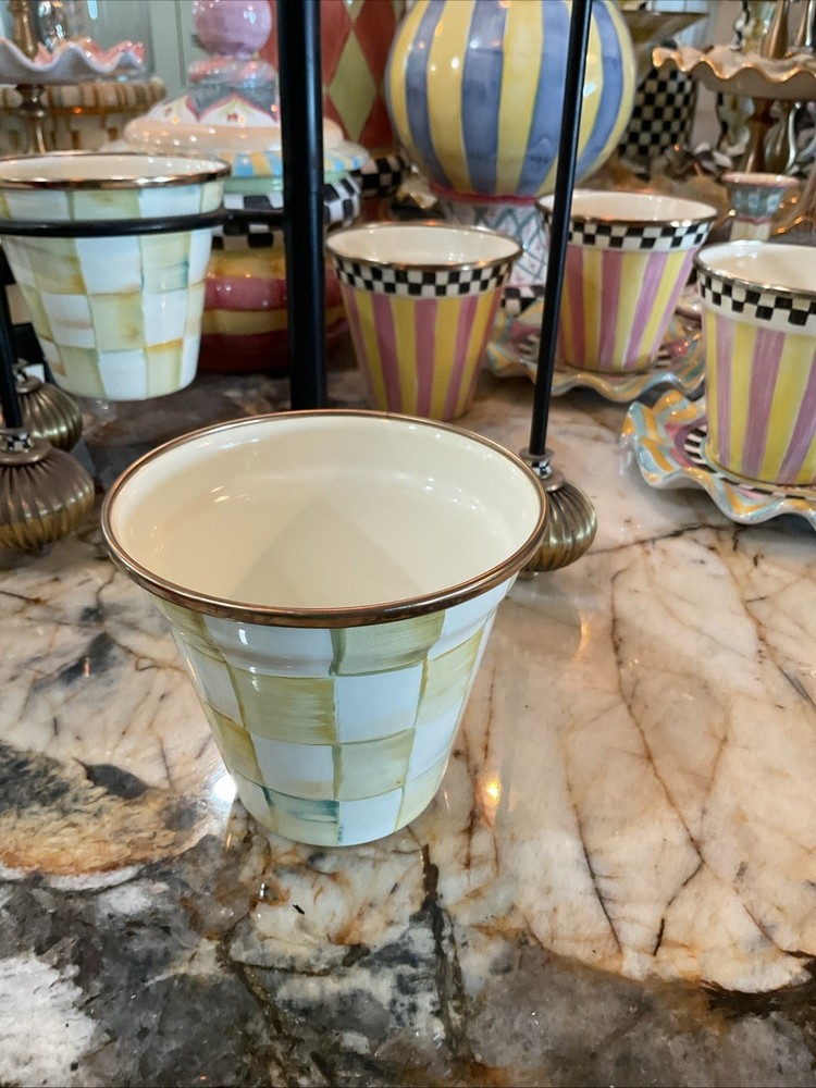 MacKenzie-Childs Parchment Check Enamel Pot